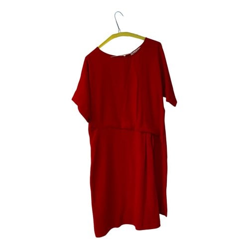 Pre-owned Gerard Darel Vegan Leather Mid-length Dress In Red
