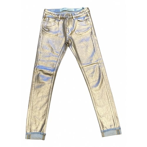 Pre-owned Off-white Slim Jeans In Gold