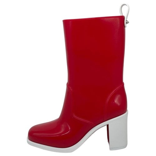 Pre-owned Christian Louboutin Ankle Boots In Red