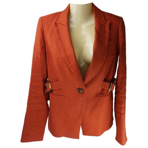 Pre-owned Veronica Beard Linen Blazer In Orange