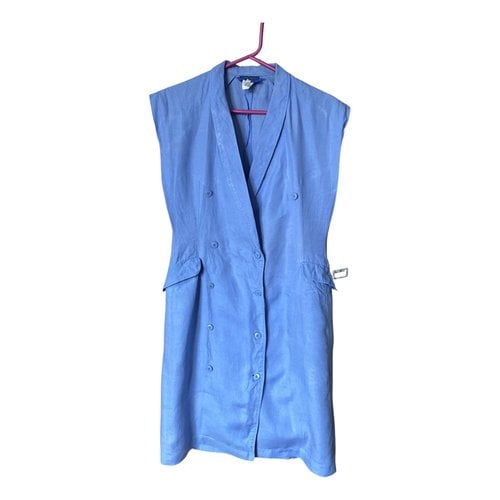 Pre-owned Kenzo Linen Mid-length Dress In Blue