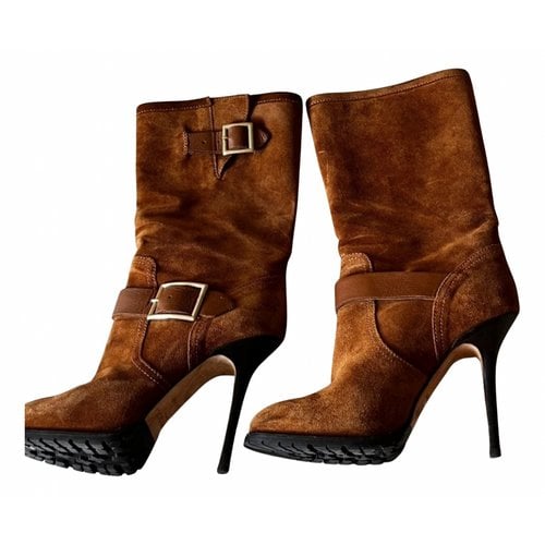 Pre-owned Jimmy Choo Riding Boots In Brown