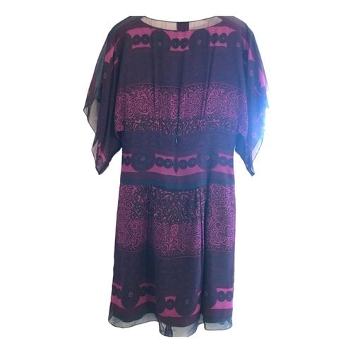 Pre-owned Anna Sui Silk Mid-length Dress In Purple