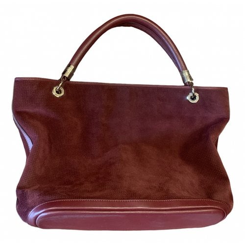 Pre-owned Lancel Leather Tote In Burgundy