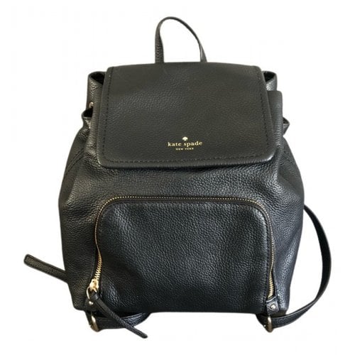 Pre-owned Kate Spade Leather Backpack In Black