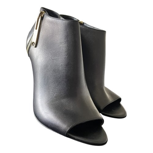 Pre-owned Burberry Leather Open Toe Boots In Black