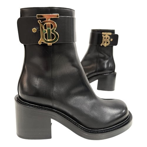 Pre-owned Burberry Leather Ankle Boots In Black