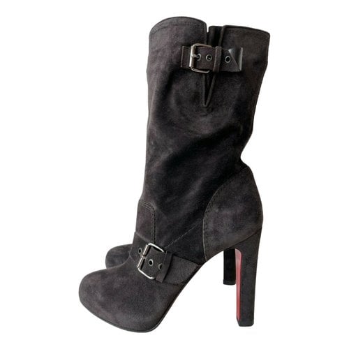 Pre-owned Christian Louboutin Ankle Boots In Anthracite