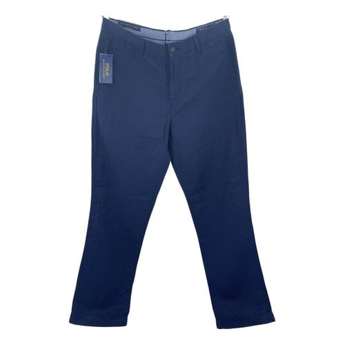 Pre-owned Polo Ralph Lauren Linen Trousers In Navy