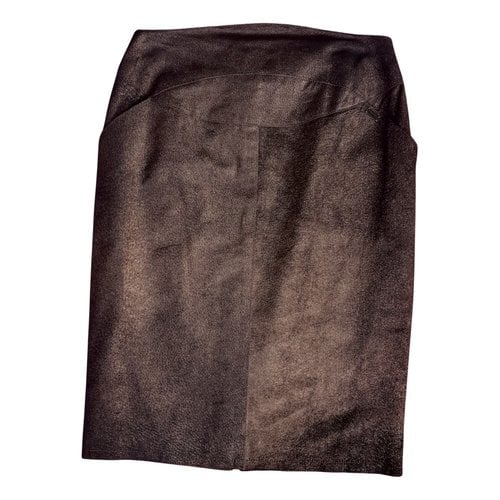 Pre-owned Chanel Leather Skirt In Metallic