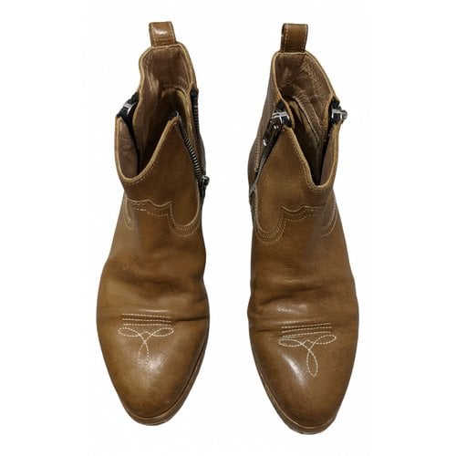 Pre-owned Golden Goose Leather Western Boots In Camel