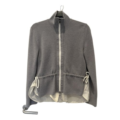 Pre-owned Moncler Wool Cardigan In Grey