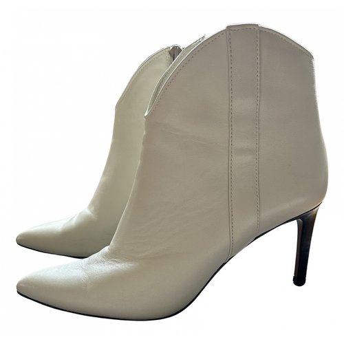 Pre-owned Ba&sh Leather Ankle Boots In Ecru