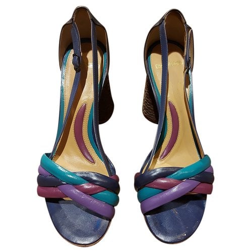 Pre-owned Anthropologie Leather Sandal In Multicolour