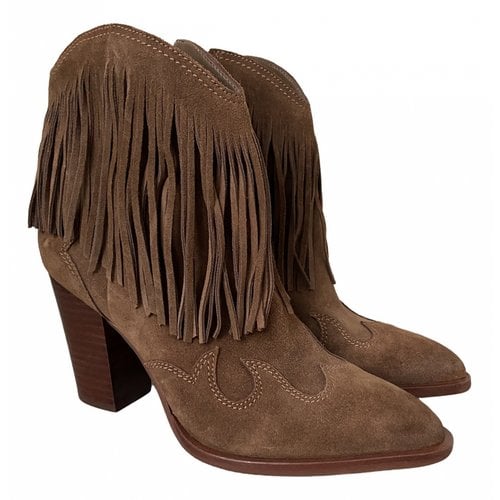 Pre-owned Sam Edelman Western Boots In Brown