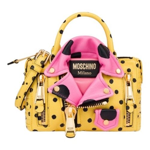 Pre-owned Moschino Biker Leather Handbag In Yellow