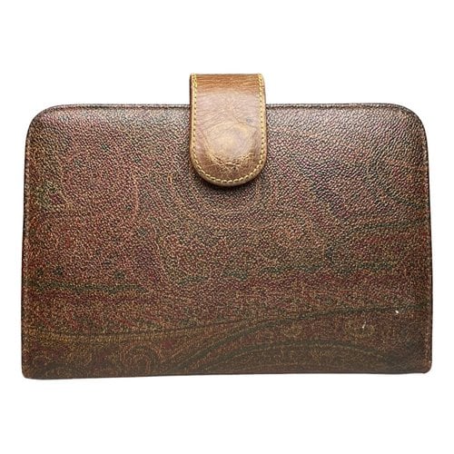 Pre-owned Etro Leather Card Wallet In Brown