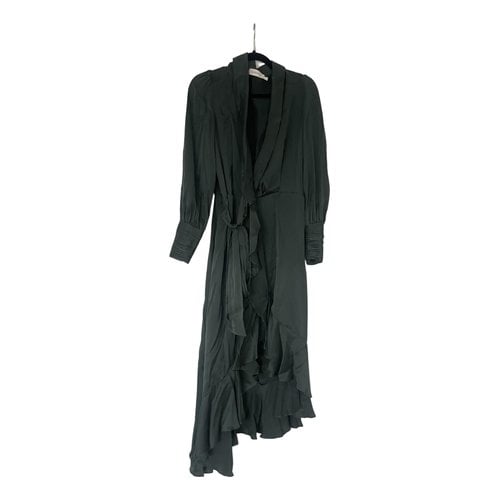 Pre-owned Zimmermann Silk Mid-length Dress In Green