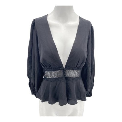 Pre-owned Sleeping With Jacques Silk Blouse In Black