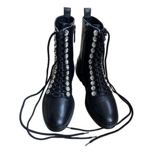 Pre-owned Casadei Leather Lace Up Boots In Black