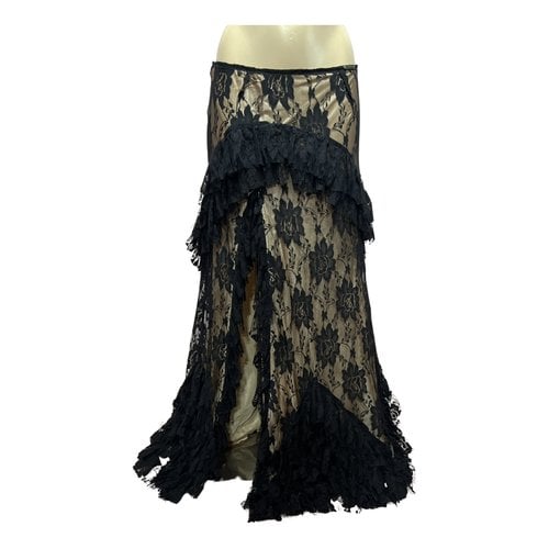 Pre-owned Galliano Silk Maxi Skirt In Black