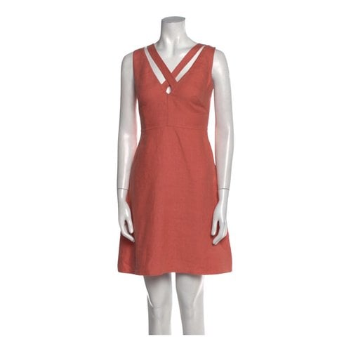 Pre-owned Valentino Linen Mini Dress In Orange
