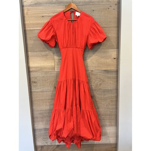 Pre-owned Cinq À Sept Linen Mid-length Dress In Orange