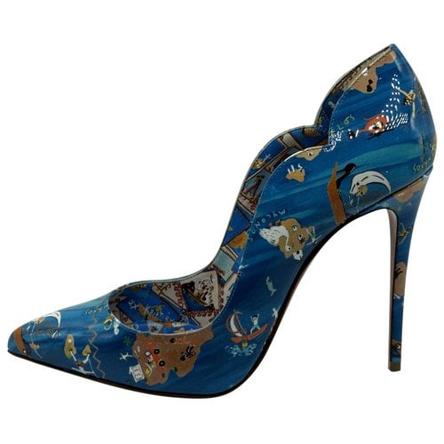Pre-owned Christian Louboutin Hot Chick Patent Leather Heels In Blue