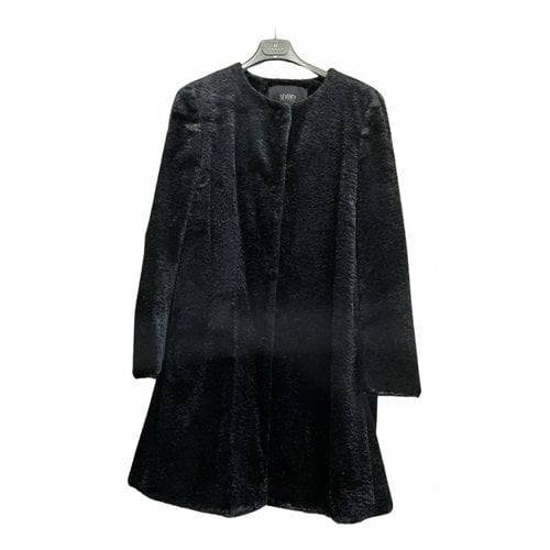 Pre-owned Seventy Faux Fur Coat In Black
