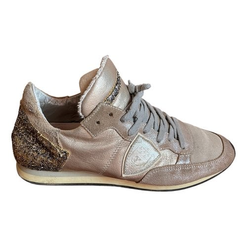 Pre-owned Philippe Model Glitter Trainers In Gold