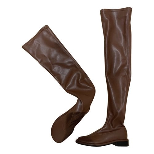 Pre-owned Proenza Schouler Vegan Leather Riding Boots In Brown