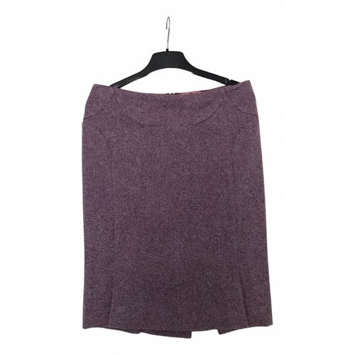 Pre-owned Kiltie Wool Mid-length Skirt In Purple