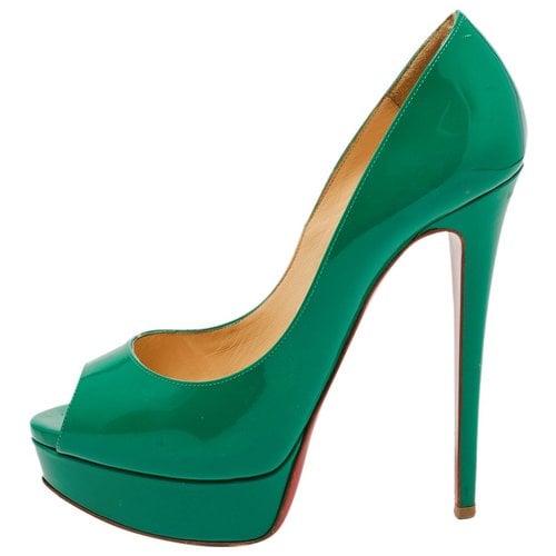 Pre-owned Christian Louboutin Patent Leather Flats In Green