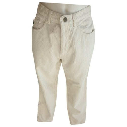 Pre-owned Moschino Slim Pants In White