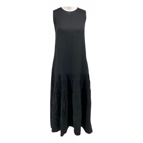 Pre-owned Three Graces London Linen Mid-length Dress In Black