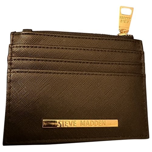 Pre-owned Steve Madden Leather Card Wallet In Black