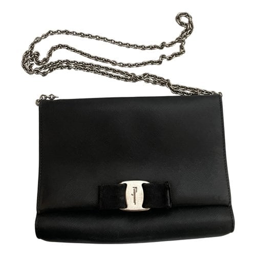 Pre-owned Ferragamo Leather Crossbody Bag In Black