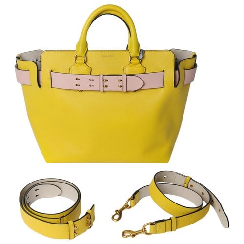 Pre-owned Burberry The Belt Leather Handbag In Yellow