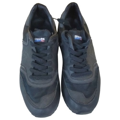 Pre-owned Blauer Leather Low Trainers In Black