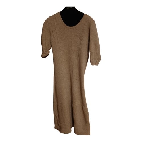 Pre-owned Strenesse Wool Mid-length Dress In Beige