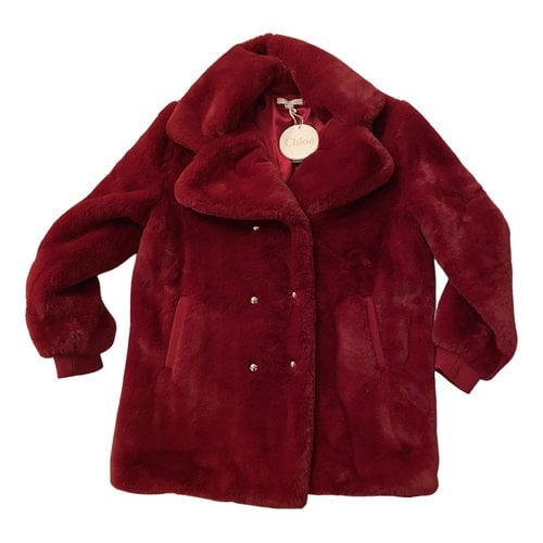 Pre-owned Chloé Faux Fur Coat In Red