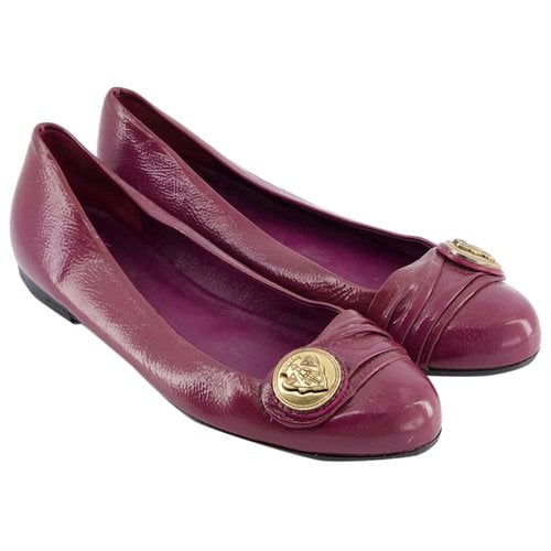 Pre-owned Gucci Leather Ballet Flats In Burgundy