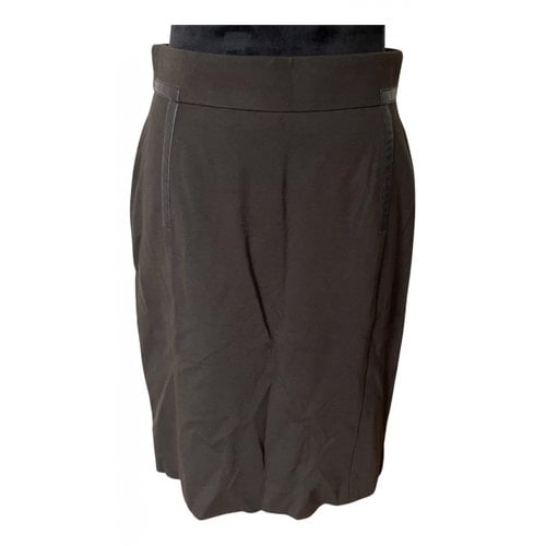 Pre-owned Akris Punto Leather Mid-length Skirt In Brown