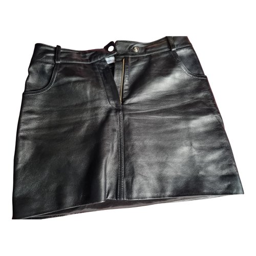 Pre-owned Magda Butrym Leather Mini Skirt In Black