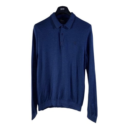 Pre-owned Fred Perry Silk Polo Shirt In Blue