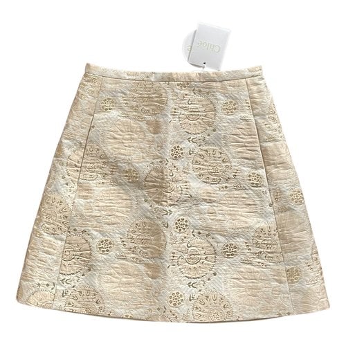 Pre-owned Chloé Silk Mini Skirt In Gold