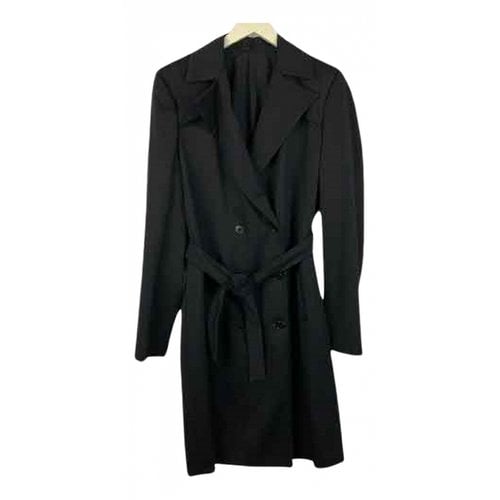 Pre-owned Bottega Veneta Wool Trench Coat In Black