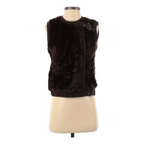 Pre-owned Rebecca Taylor Faux Fur Short Vest In Brown