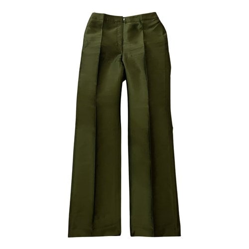 Pre-owned Versace Silk Trousers In Green