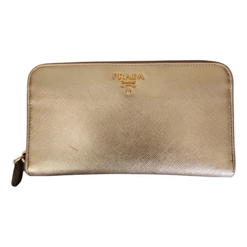 Pre-owned Prada Leather Wallet In Gold